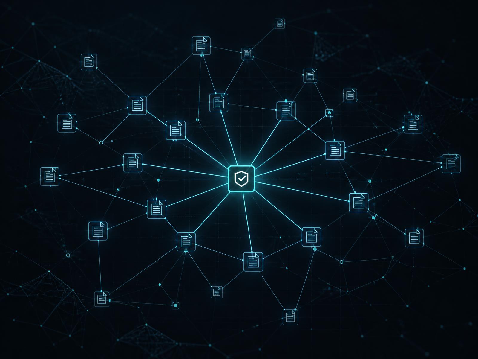 Abstract visualisation of source documents linked to a single verified claim node